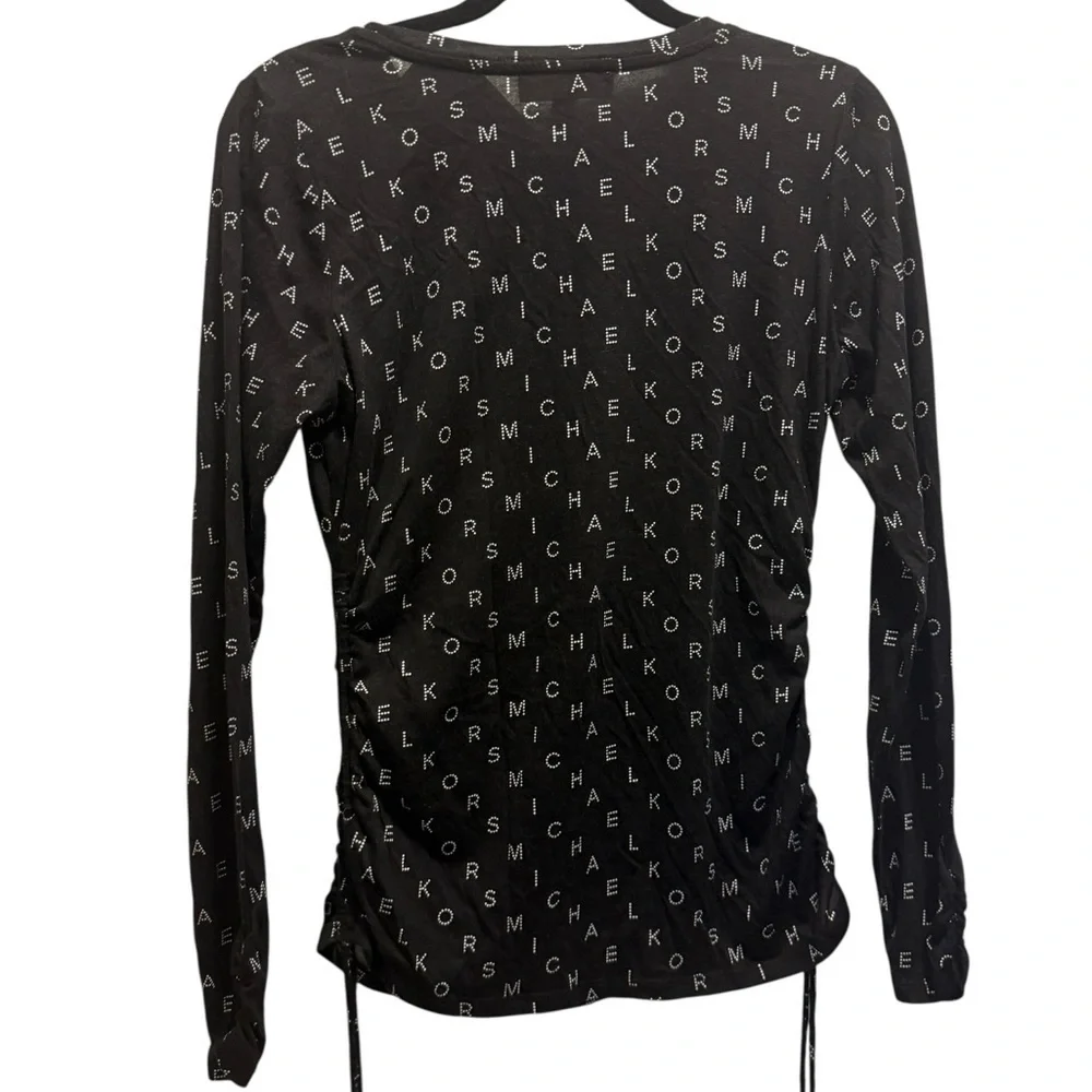 Michael Kors Black Ruched Long Sleeve Blouse